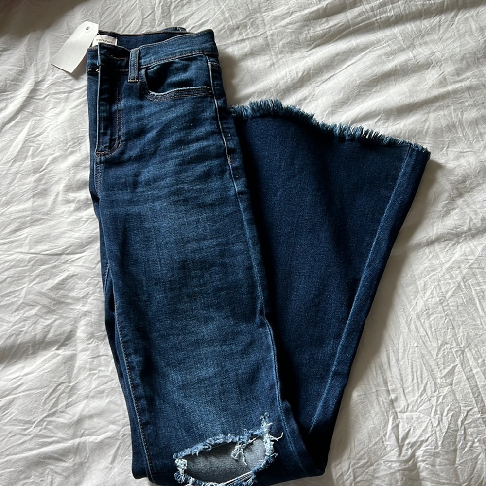 New sneak peek denim distressed flare jeans size 1/25